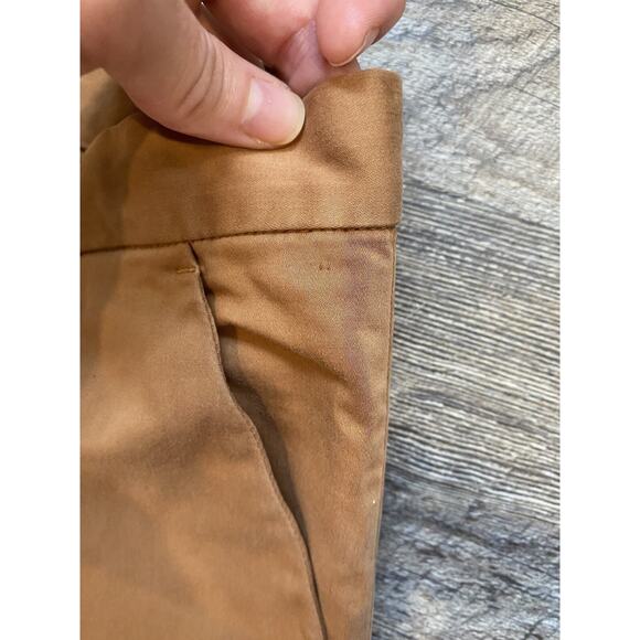 0039 ITALY Womens Pants Size Small Stretch Tan Brown Cropped Capri Quiet Luxury - Picture 8 of 14